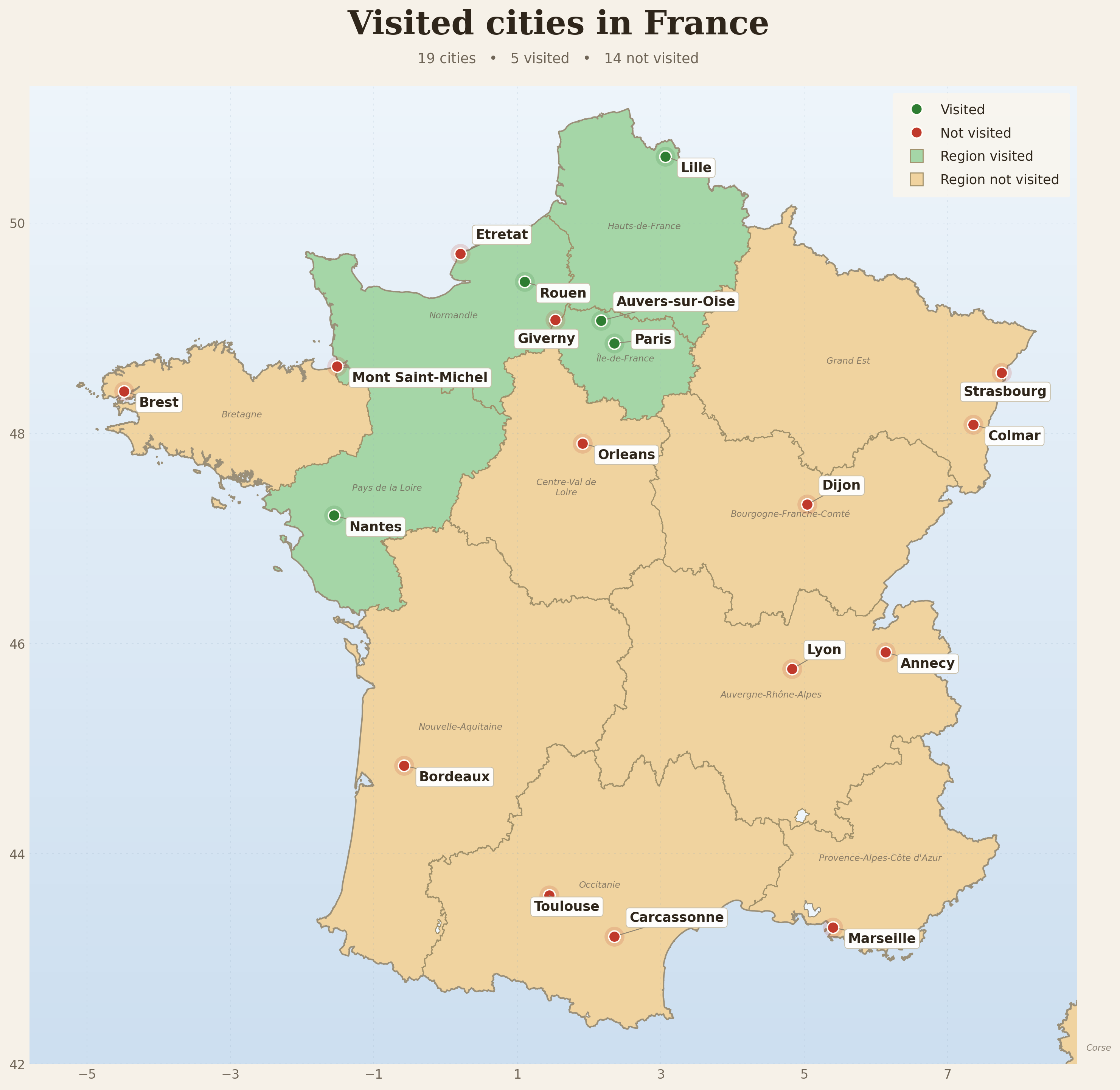 France visited map